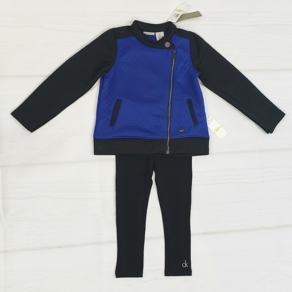 Calvin Klein Quilted Jacket Leggings Set Blue 4T